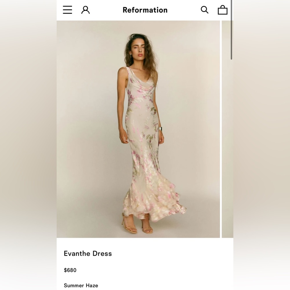 Reformation Evanthe Floral Maxi Dress in Cream and Pink